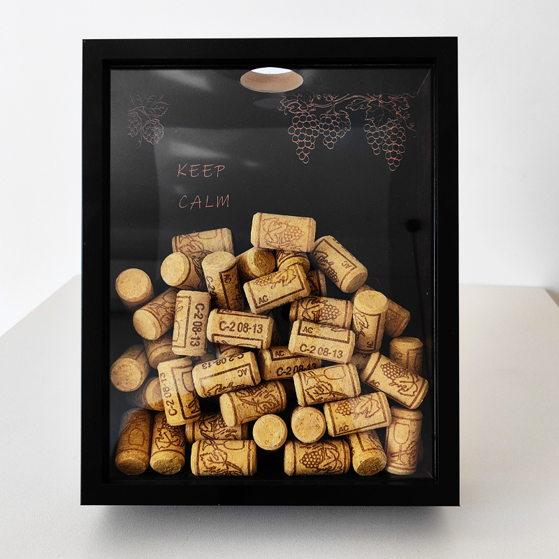 Vintage Collectible Bottles - Rotwein Kork Display Rahmen Holz Weinkorken