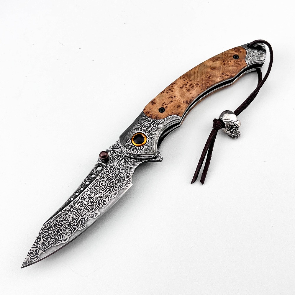 Vintage Collectible Knife - Hochhärte-Damastmuster-Klappmesser, Vintage-Dekoratives Sammlerstück-Taschenmesser für Geschenke, Sammlungen