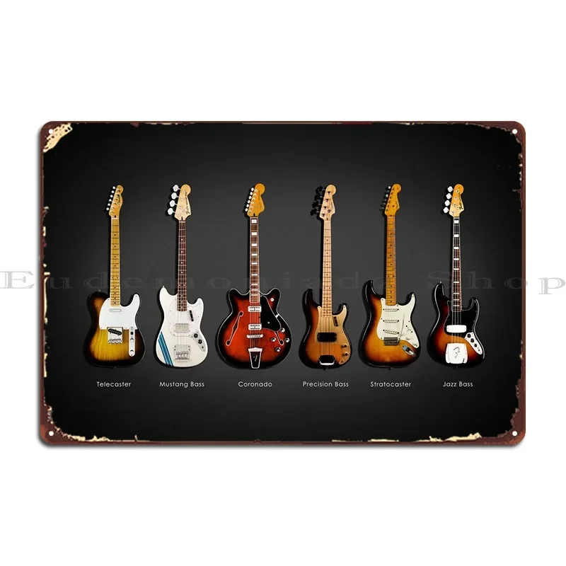Vintage Collectible Tins - Vintage Gitarren-Kollektion Metallschild Poster Pub-Design Wandbild