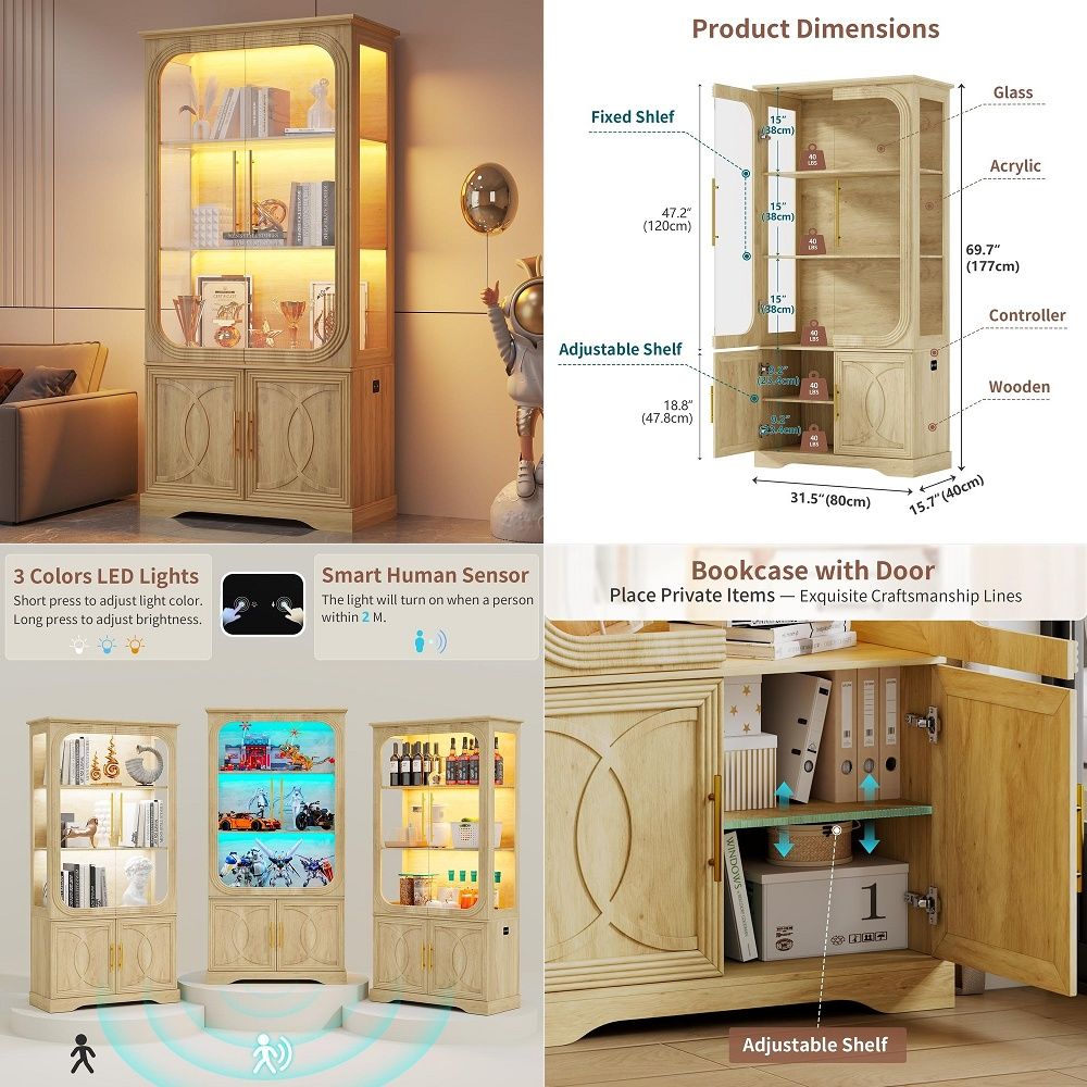 Collectible & Vintage Dolls For Christmas - Vitrine mit Glastüren und Aufbewahrungsregal, Moderne