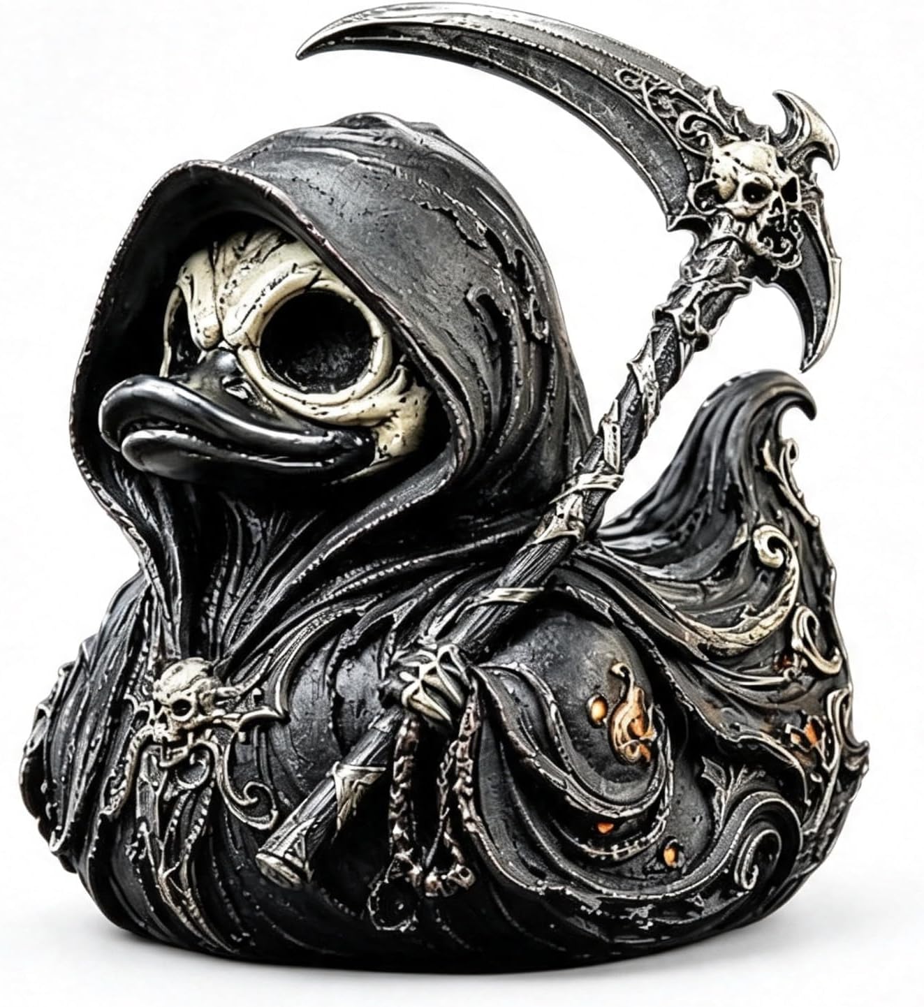 Vintage Collectible Figurines - Gothic-Sammlerfigur „Todesengel-Ente“, Halloween-Skelett-Ente mit Kapuze, Vintage-Dekorationsfigur