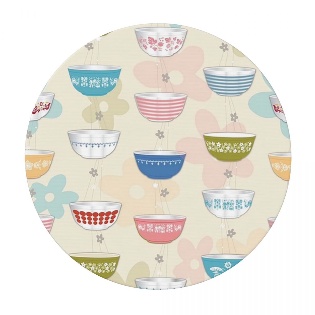 Vintage Collectible Pyrex - Vintage Pyrex Schüssel-Kollektion Wasserdichte Runde Tischdecke