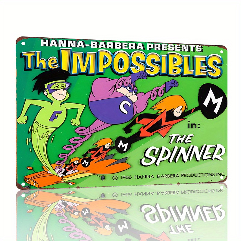 Vintage Collectible Tins - Hanna-Barbera The Impossibles: Spinner Vintage-Metallblechschild –