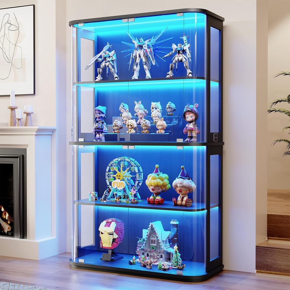 Collectible & Vintage Dolls For Christmas - Große abgerundete Vitrine mit Glastür, 4-stufiger
