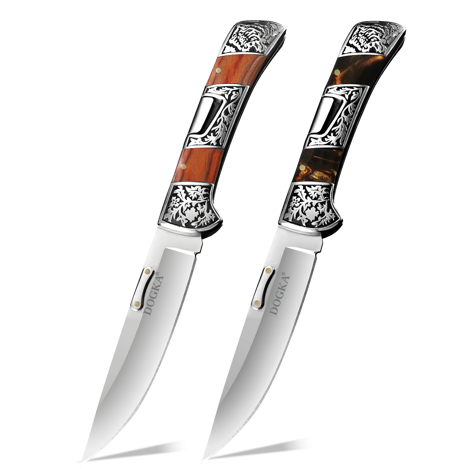 Vintage Collectible Knife - Vintage Graviertes Klappmesser Retro Geschnitzter Metallgriff