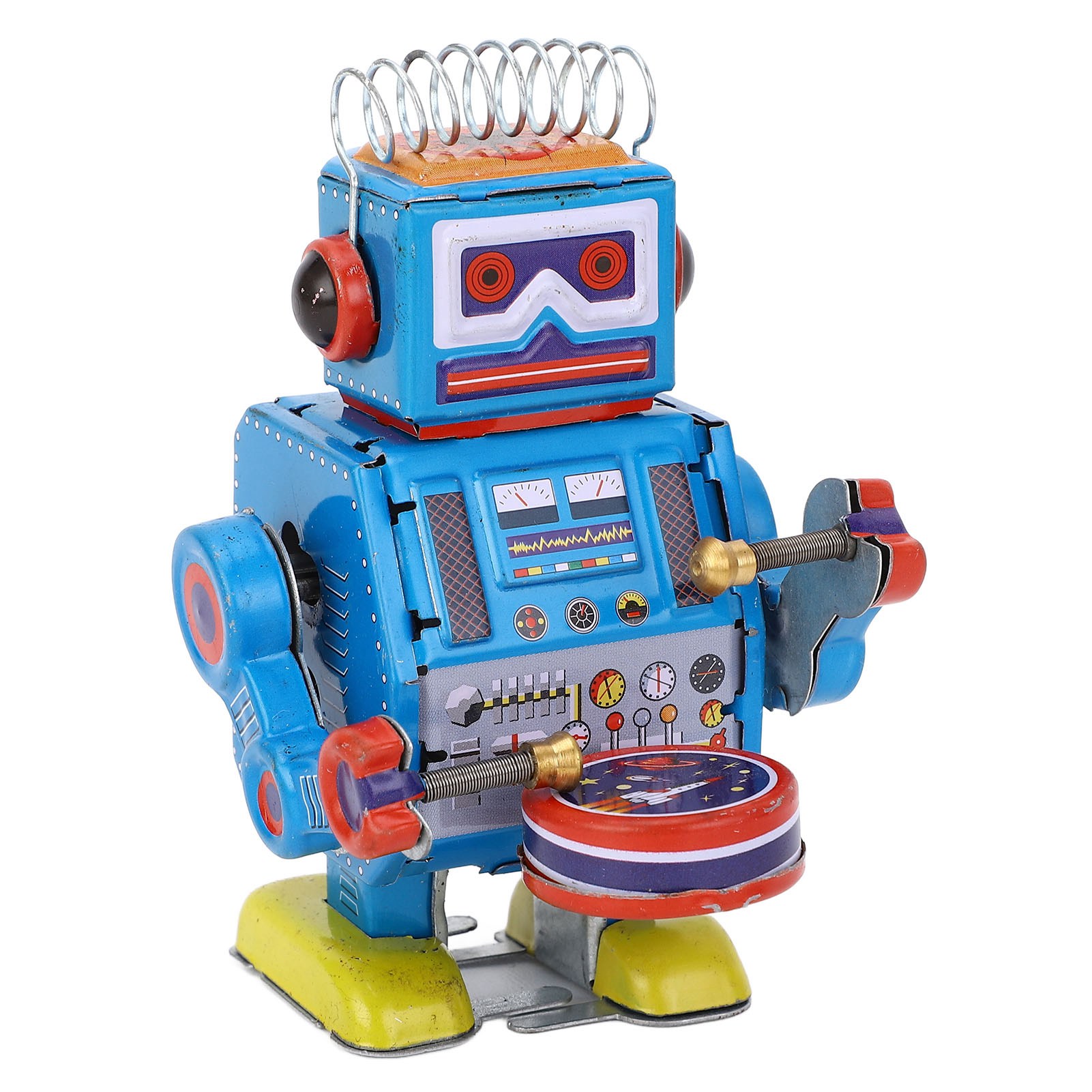 Vintage Collectible Tins - Kreative Handgefertigte Trommelfahrende Vintage-Roboteruhr aus Blech