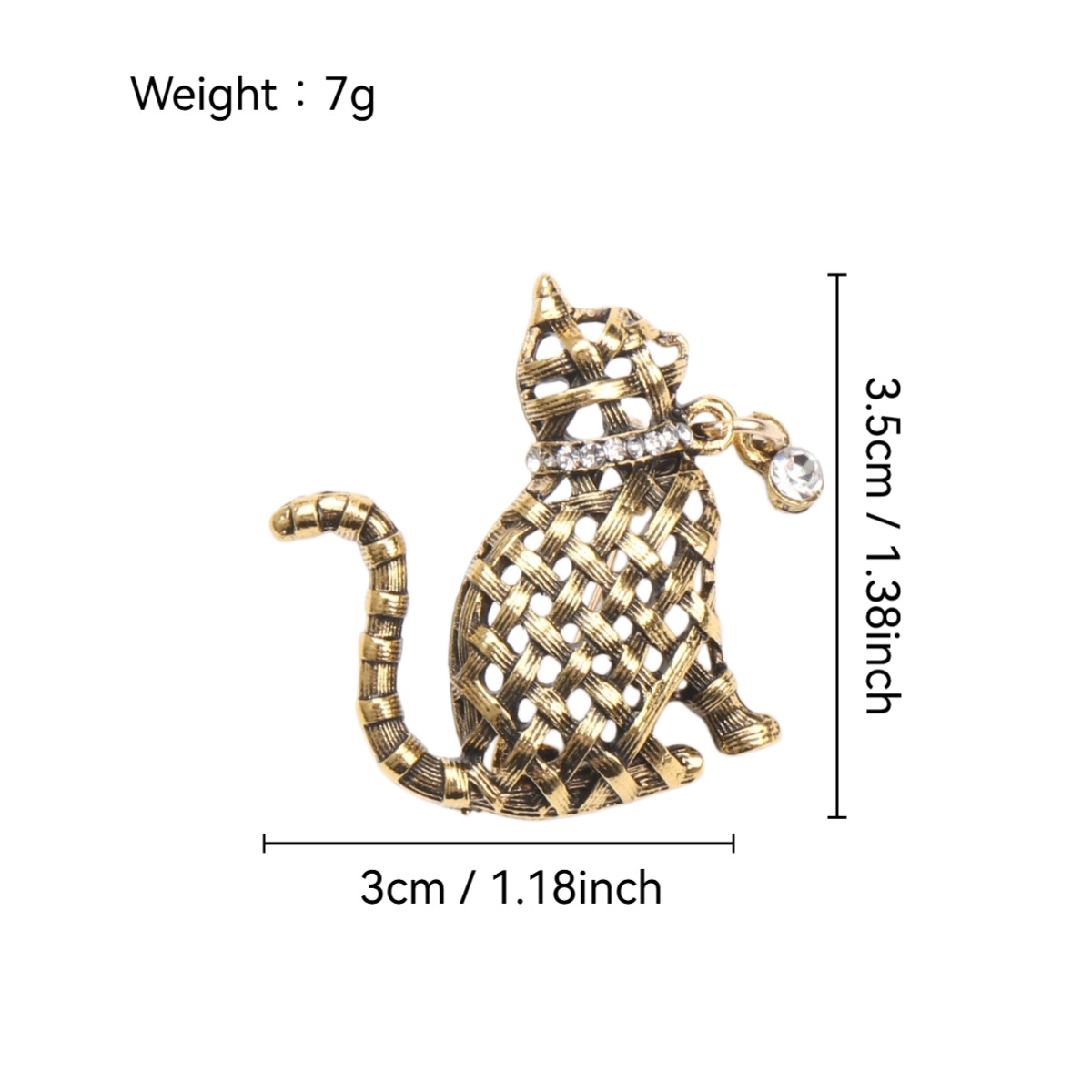 Verzierte Gewebte Katzenbrosch – Collectible Vintage Brooches Bewertung und Preis