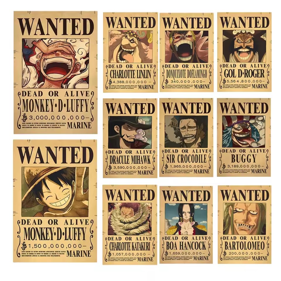 Anime One Piece Wanted-Plakate – Vintage Collectible Figures Bewertung und Preis